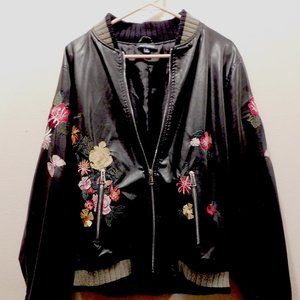 Faux Leather (?) Embroidered Max Edition Bomber